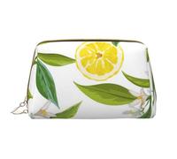 Bolsa de Maquillaje Grande, Bolsa de cosméticos de Cuero, Bolsa organizadora de artículos de tocador de Viaje, Bolsa de Maquillaje, Ramas De Limonero Exótico Estampadas Delicioso Delicioso