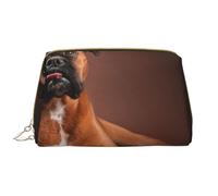 Bolsa de Maquillaje Grande, Bolsa de cosméticos de Cuero, Bolsa organizadora de artículos de tocador de Viaje, Bolsa de Maquillaje, Perro Boxer Acostado Genial