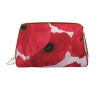 Bolsa de Maquillaje Grande, Bolsa de cosméticos de Cuero, Bolsa organizadora de artículos de tocador de Viaje, Bolsa de Maquillaje, Rojo Amapola