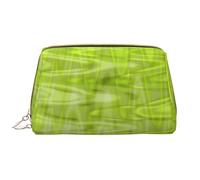 Bolsa de Maquillaje Grande, Bolsa de cosméticos de Cuero, Bolsa organizadora de artículos de tocador de Viaje, Bolsa de Maquillaje, Patrón Abstracto Verde Lima Fresco