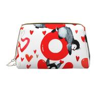 Bolsa de Maquillaje Grande, Bolsa de cosméticos de Cuero, Bolsa organizadora de artículos de tocador de Viaje, Bolsa de Maquillaje, Lindos pingüinos día de San Valentín
