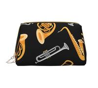 Bolsa de Maquillaje Grande, Bolsa de cosméticos de Cuero, Bolsa organizadora de artículos de tocador de Viaje, Bolsa de Maquillaje, Saxofón Trombón Música Negro