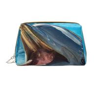 Bolsa de Maquillaje Grande, Bolsa de cosméticos de Cuero, Bolsa organizadora de artículos de tocador de Viaje, Bolsa de Maquillaje, Precioso delfín Impreso.