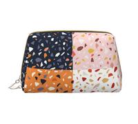 Bolsa de Maquillaje Grande, Bolsa de cosméticos de Cuero, Bolsa organizadora de artículos de tocador de Viaje, Bolsa de Maquillaje, Patrones de terrazo de Vector Transparente