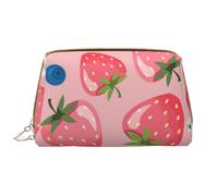 Bolsa de Maquillaje Grande, Bolsa de cosméticos de Cuero, Bolsa organizadora de artículos de tocador de Viaje, Bolsa de Maquillaje, Preciosa Fresa Rosa