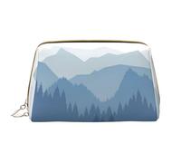 Bolsa de Maquillaje Grande, Bolsa de cosméticos de Cuero, Bolsa organizadora de artículos de tocador de Viaje, Bolsa de Maquillaje, Silueta Montañas Madera Paisaje Naturaleza Parques De Montaña