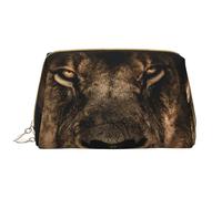 Bolsa de Maquillaje Grande, Bolsa de cosméticos de Cuero, Bolsa organizadora de artículos de tocador de Viaje, Bolsa de Maquillaje, León Africano Salvaje Felino Mane Primer Plano Vida Silvestre