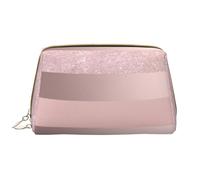 Bolsa de Maquillaje Grande, Bolsa de cosméticos de Cuero, Bolsa organizadora de artículos de tocador de Viaje, Bolsa de Maquillaje, Elegante Raya Rosa Rubor con Brillo De Oro Rosa