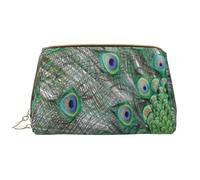 Bolsa de Maquillaje Grande, Bolsa de cosméticos de Cuero, Bolsa organizadora de artículos de tocador de Viaje, Bolsa de Maquillaje, Pavo Real Mostrando Plumas con Alas Abiertas