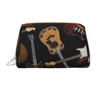 Bolsa de Maquillaje Grande, Bolsa de cosméticos de Cuero, Bolsa organizadora de artículos de tocador de Viaje, Bolsa de Maquillaje, Guitarras Negras