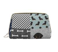 Bolsa de Maquillaje Grande, Bolsa de cosméticos de Cuero, Bolsa organizadora de artículos de tocador de Viaje, Bolsa de Maquillaje, Dachshund Mascota Raza de Perro Silueta Negro y Fuego