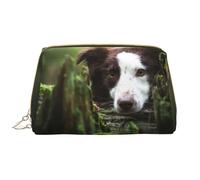 Bolsa de Maquillaje Grande, Bolsa de cosméticos de Cuero, Bolsa organizadora de artículos de tocador de Viaje, Bolsa de Maquillaje, Border Collie Stone Sweet Brown Perros Mascotas
