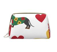 Bolsa de Maquillaje Grande, Bolsa de cosméticos de Cuero, Bolsa organizadora de artículos de tocador de Viaje, Bolsa de Maquillaje, Precioso Perro Salchicha