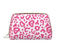 Bolsa de Maquillaje Grande, Bolsa de cosméticos de Cuero, Bolsa organizadora de artículos de tocador de Viaje, Bolsa de Maquillaje, Patrón de Piel de Leopardo Rosa Brillante