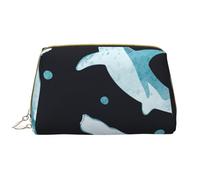 Bolsa de Maquillaje Grande, Bolsa de cosméticos de Cuero, Bolsa organizadora de artículos de tocador de Viaje, Bolsa de Maquillaje, Tiburón Martillo Acuarela