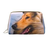 Bolsa de Maquillaje Grande, Bolsa de cosméticos de Cuero, Bolsa organizadora de artículos de tocador de Viaje, Bolsa de Maquillaje, Hermoso Collie áspero