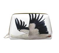 Bolsa de Maquillaje Grande, Bolsa de cosméticos de Cuero, Bolsa organizadora de artículos de tocador de Viaje, Bolsa de Maquillaje, Cigüeña Blanca Volando Acuarela