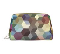 Bolsa de Maquillaje Grande, Bolsa de cosméticos de Cuero, Bolsa organizadora de artículos de tocador de Viaje, Bolsa de Maquillaje, Cubos De Colores Abstractos Estampado Púrpura