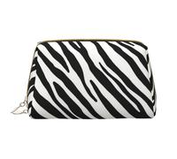Bolsa de Maquillaje Grande, Bolsa de cosméticos de Cuero, Bolsa organizadora de artículos de tocador de Viaje, Bolsa de Maquillaje, Raya Cebra Natural