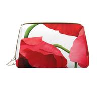 Bolsa de Maquillaje Grande, Bolsa de cosméticos de Cuero, Bolsa organizadora de artículos de tocador de Viaje, Bolsa de Maquillaje, Patrón sin Costuras de Amapola