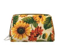 Bolsa de Maquillaje Grande, Bolsa de cosméticos de Cuero, Bolsa organizadora de artículos de tocador de Viaje, Bolsa de Maquillaje, Girasol Rojo