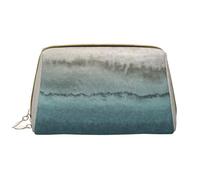 Bolsa de Maquillaje Grande, Bolsa de cosméticos de Cuero, Bolsa organizadora de artículos de tocador de Viaje, Bolsa de Maquillaje, Dentro de Las Mareas rompiendo Olas Verde Azulado