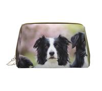 Bolsa de Maquillaje Grande, Bolsa de cosméticos de Cuero, Bolsa organizadora de artículos de tocador de Viaje, Bolsa de Maquillaje, Familia del Border Collie