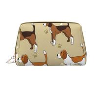 Bolsa de Maquillaje Grande, Bolsa de cosméticos de Cuero, Bolsa organizadora de artículos de tocador de Viaje, Bolsa de Maquillaje, Animal Mascota Beagle Inteligente Lindo de Dibujos Animados