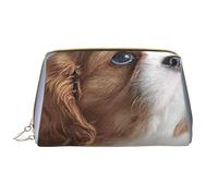 Bolsa de Maquillaje Grande, Bolsa de cosméticos de Cuero, Bolsa organizadora de artículos de tocador de Viaje, Bolsa de Maquillaje, Cara del Cavalier King Charles Spaniel