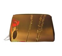 Bolsa de Maquillaje Grande, Bolsa de cosméticos de Cuero, Bolsa organizadora de artículos de tocador de Viaje, Bolsa de Maquillaje, Flor de Amapola