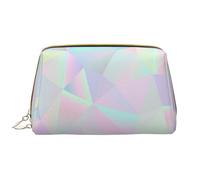 Bolsa de Maquillaje Grande, Bolsa de cosméticos de Cuero, Bolsa organizadora de artículos de tocador de Viaje, Bolsa de Maquillaje, Poligonal holográfico Iridiscente Abstracto