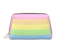 Bolsa de Maquillaje Grande, Bolsa de cosméticos de Cuero, Bolsa organizadora de artículos de tocador de Viaje, Bolsa de Maquillaje, Pastel Arco Iris A Rayas