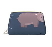 Bolsa de Maquillaje Grande, Bolsa de cosméticos de Cuero, Bolsa organizadora de artículos de tocador de Viaje, Bolsa de Maquillaje, Animales hipopótamo