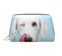 Bolsa de Maquillaje Grande, Bolsa de cosméticos de Cuero, Bolsa organizadora de artículos de tocador de Viaje, Bolsa de Maquillaje, Labrador Divertido