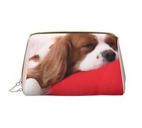 Bolsa de Maquillaje Grande, Bolsa de cosméticos de Cuero, Bolsa organizadora de artículos de tocador de Viaje, Bolsa de Maquillaje, Patrón Cavalier King Charles Spaniel