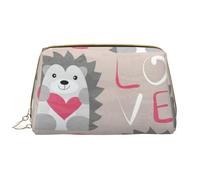 Bolsa de Maquillaje Grande, Bolsa de cosméticos de Cuero, Bolsa organizadora de artículos de tocador de Viaje, Bolsa de Maquillaje, Erizo con Amor de corazón