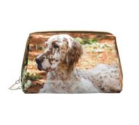 Bolsa de Maquillaje Grande, Bolsa de cosméticos de Cuero, Bolsa organizadora de artículos de tocador de Viaje, Bolsa de Maquillaje, Setter Inglés Otoño Mascotas Perros Inglés