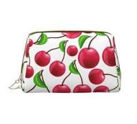 Bolsa de Maquillaje Grande, Bolsa de cosméticos de Cuero, Bolsa organizadora de artículos de tocador de Viaje, Bolsa de Maquillaje, Cerezas Rojas Impresas