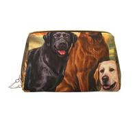 Bolsa de Maquillaje Grande, Bolsa de cosméticos de Cuero, Bolsa organizadora de artículos de tocador de Viaje, Bolsa de Maquillaje, Otoño Labrador Lab Golden Retriever Perro Agradeciendo