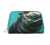 Bolsa de Maquillaje Grande, Bolsa de cosméticos de Cuero, Bolsa organizadora de artículos de tocador de Viaje, Bolsa de Maquillaje, hipopótamo Divertido