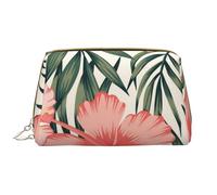 Bolsa de Maquillaje Grande, Bolsa de cosméticos de Cuero, Bolsa organizadora de artículos de tocador de Viaje, Bolsa de Maquillaje, Hibisco