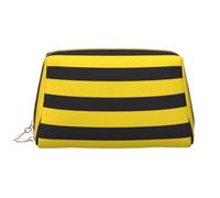 Bolsa de Maquillaje Grande, Bolsa de cosméticos de Cuero, Bolsa organizadora de artículos de tocador de Viaje, Bolsa de Maquillaje, Raya De Abeja Negra Y Amarilla