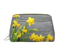 Bolsa de Maquillaje Grande, Bolsa de cosméticos de Cuero, Bolsa organizadora de artículos de tocador de Viaje, Bolsa de Maquillaje, Impresión Ramo De Narcisos