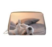 Bolsa de Maquillaje Grande, Bolsa de cosméticos de Cuero, Bolsa organizadora de artículos de tocador de Viaje, Bolsa de Maquillaje, Lindo Perrito Jack Russell Terrier