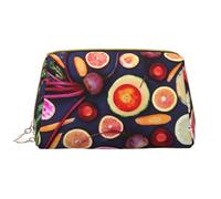 Bolsa de Maquillaje Grande, Bolsa de cosméticos de Cuero, Bolsa organizadora de artículos de tocador de Viaje, Bolsa de Maquillaje, Vegano Frutas Vivas Verduras Imprimir