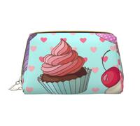 Bolsa de Maquillaje Grande, Bolsa de cosméticos de Cuero, Bolsa organizadora de artículos de tocador de Viaje, Bolsa de Maquillaje, Patrón de Magdalenas Impreso.