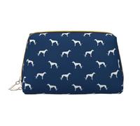 Bolsa de Maquillaje Grande, Bolsa de cosméticos de Cuero, Bolsa organizadora de artículos de tocador de Viaje, Bolsa de Maquillaje, Silueta de Perro Galgo Azul Marino