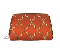 Bolsa de Maquillaje Grande, Bolsa de cosméticos de Cuero, Bolsa organizadora de artículos de tocador de Viaje, Bolsa de Maquillaje, Cuatrifolio Dorado sobre Naranja Quemado