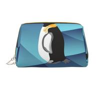 Bolsa de Maquillaje Grande, Bolsa de cosméticos de Cuero, Bolsa organizadora de artículos de tocador de Viaje, Bolsa de Maquillaje, Pingüino polígono Abstracto