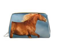 Bolsa de Maquillaje Grande, Bolsa de cosméticos de Cuero, Bolsa organizadora de artículos de tocador de Viaje, Bolsa de Maquillaje, Caballo Corriendo Rojo